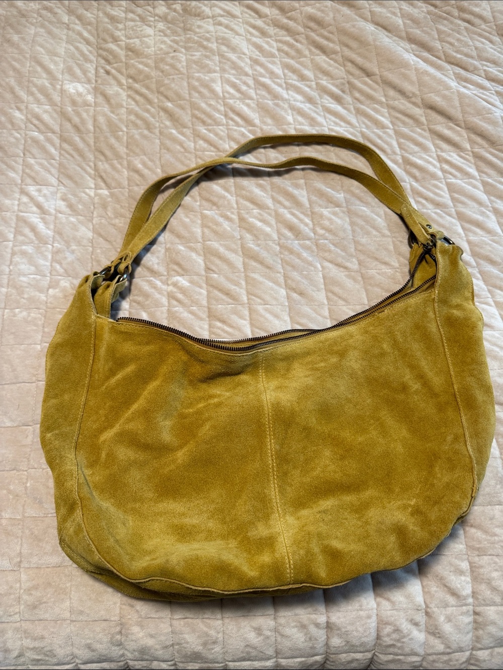 Free People Mustard Suede Shoulder Hobo Bag
